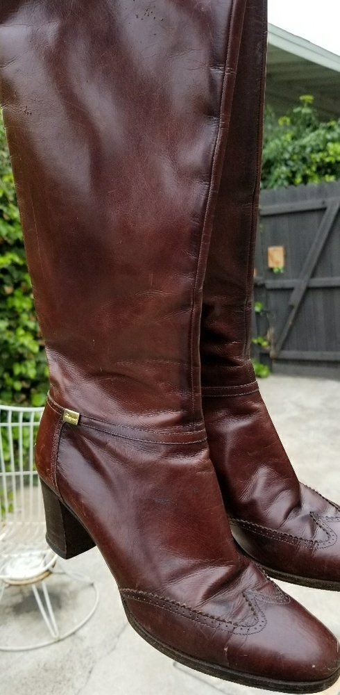 Ferragamo Knee High Oxford Wingtip Boots